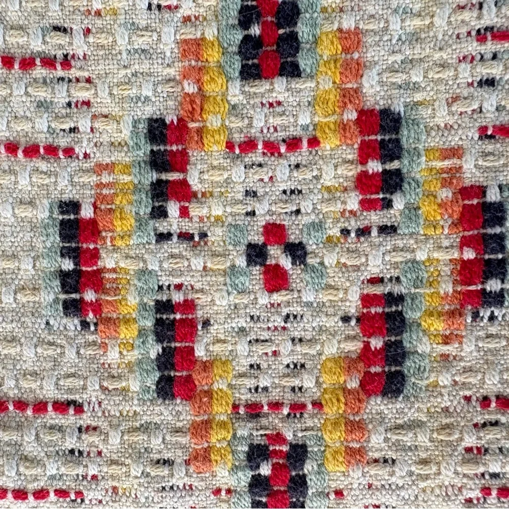 Vintage Overshot Handwoven Cotton Textile‎ / Table Runner Bohemian Cottagecore